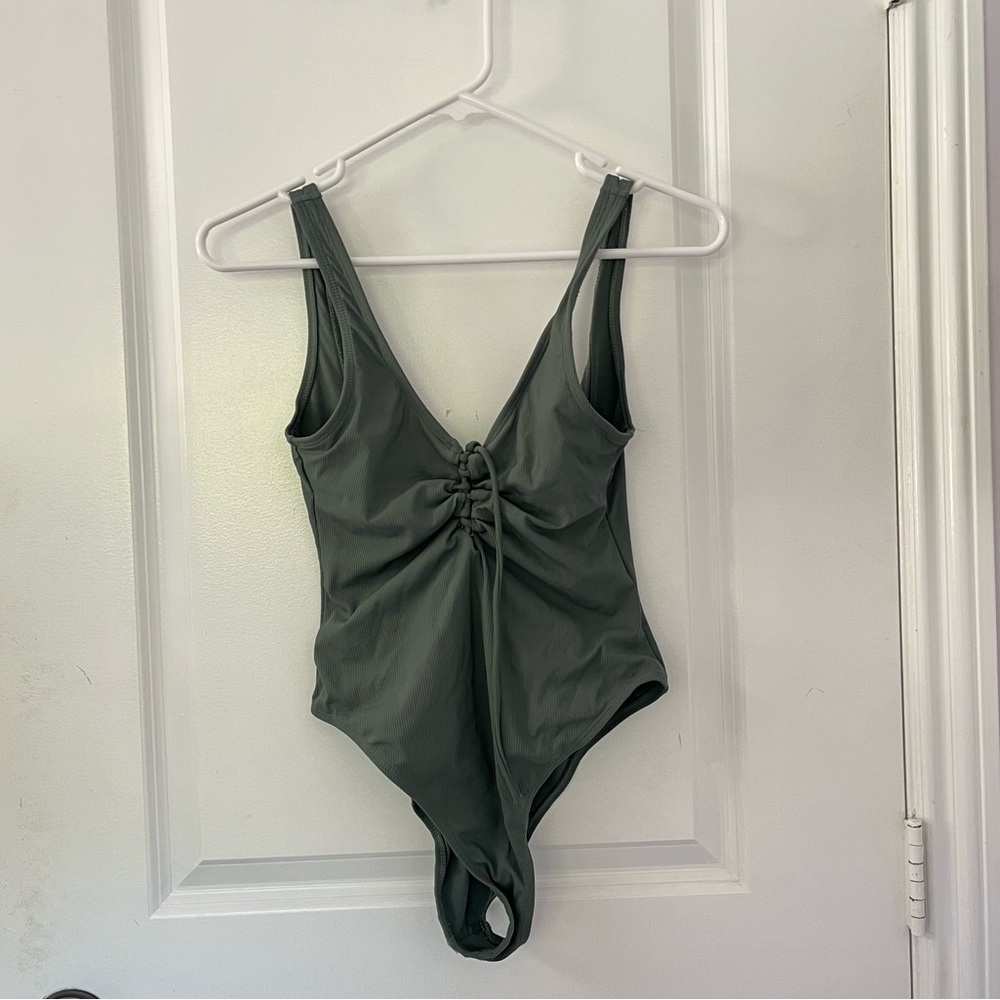 xhilaration | Olive Green High Cut One Piece Bathing Suit